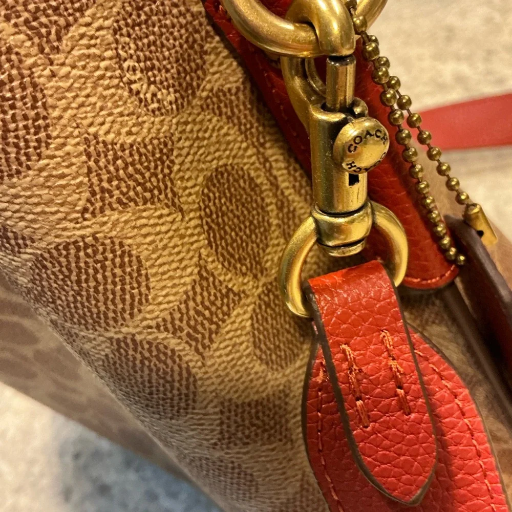 Coach Brown and Red Signature Shoulder Bag - Picture 10 of 10